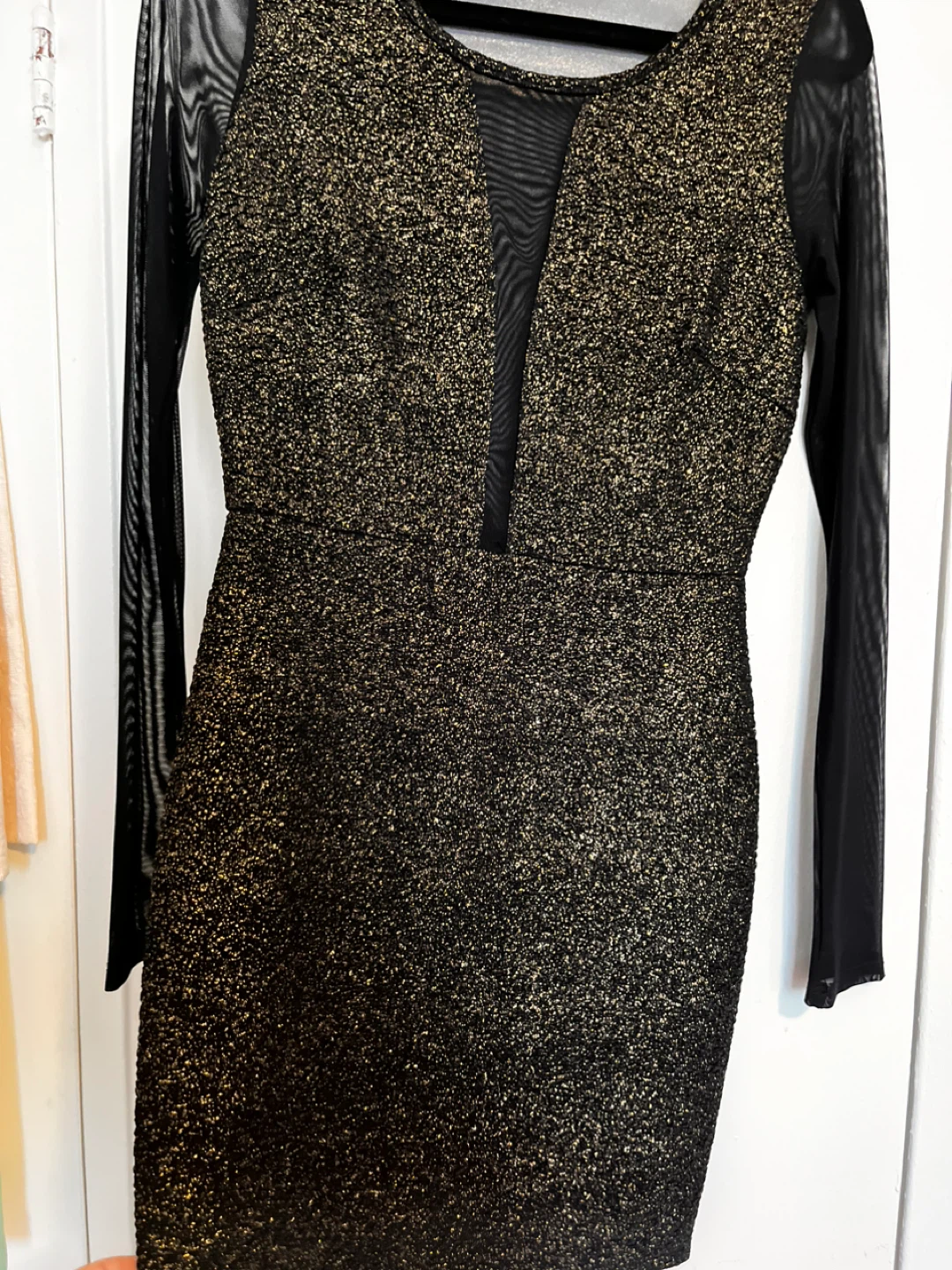 Women's Black & Gold Subtle Glitter Cocktail Dress - photo 4