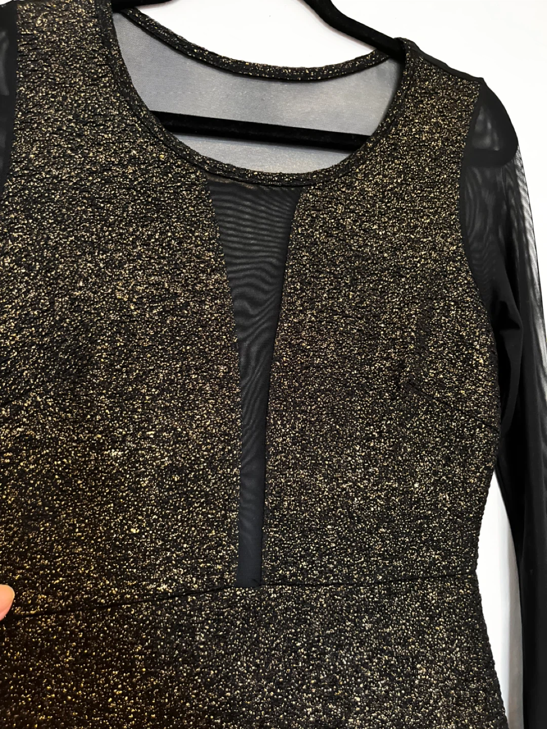 Women's Black & Gold Subtle Glitter Cocktail Dress - photo 3