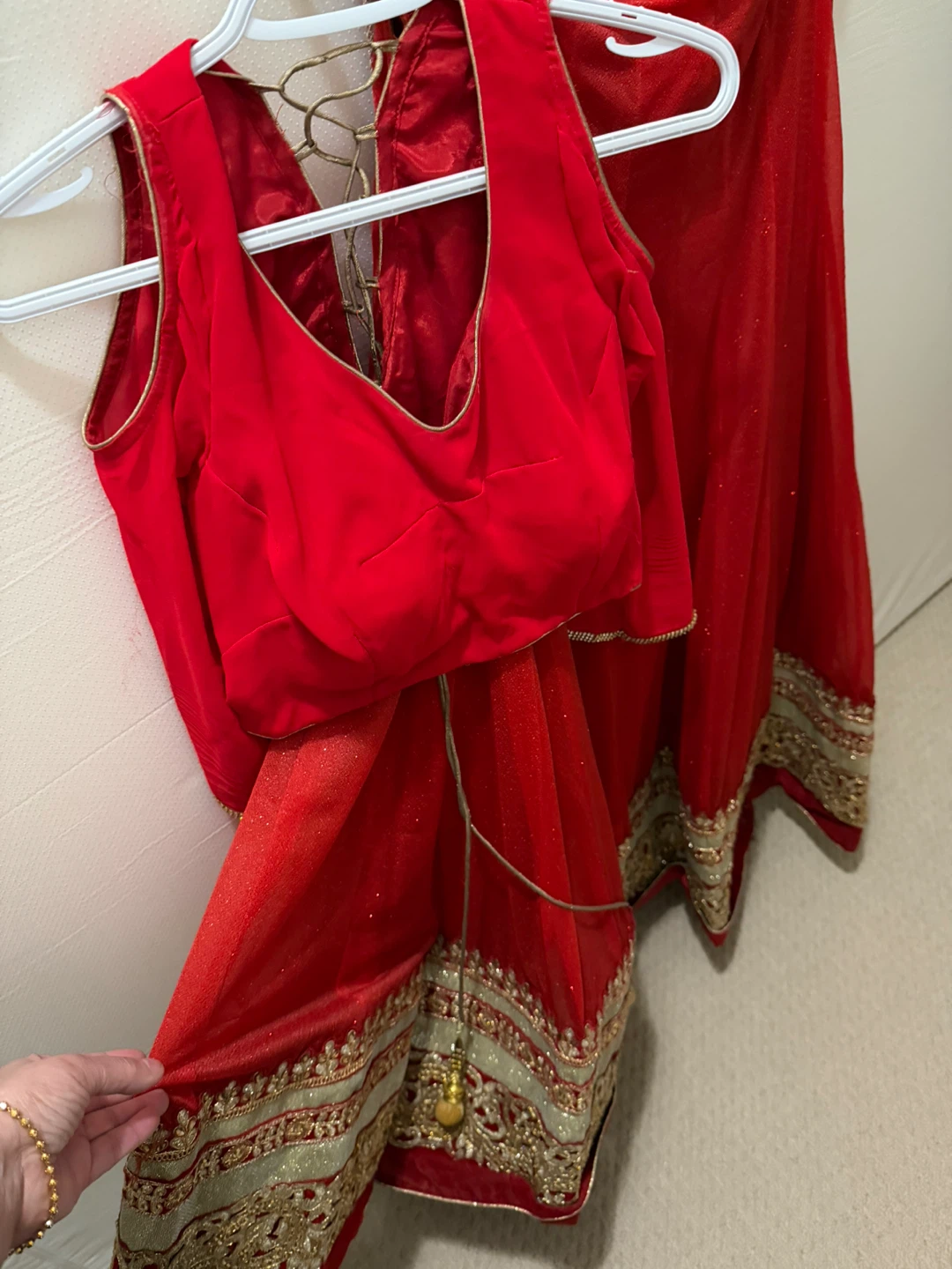 Red and Gold Embroidered Lehenga Choli Set