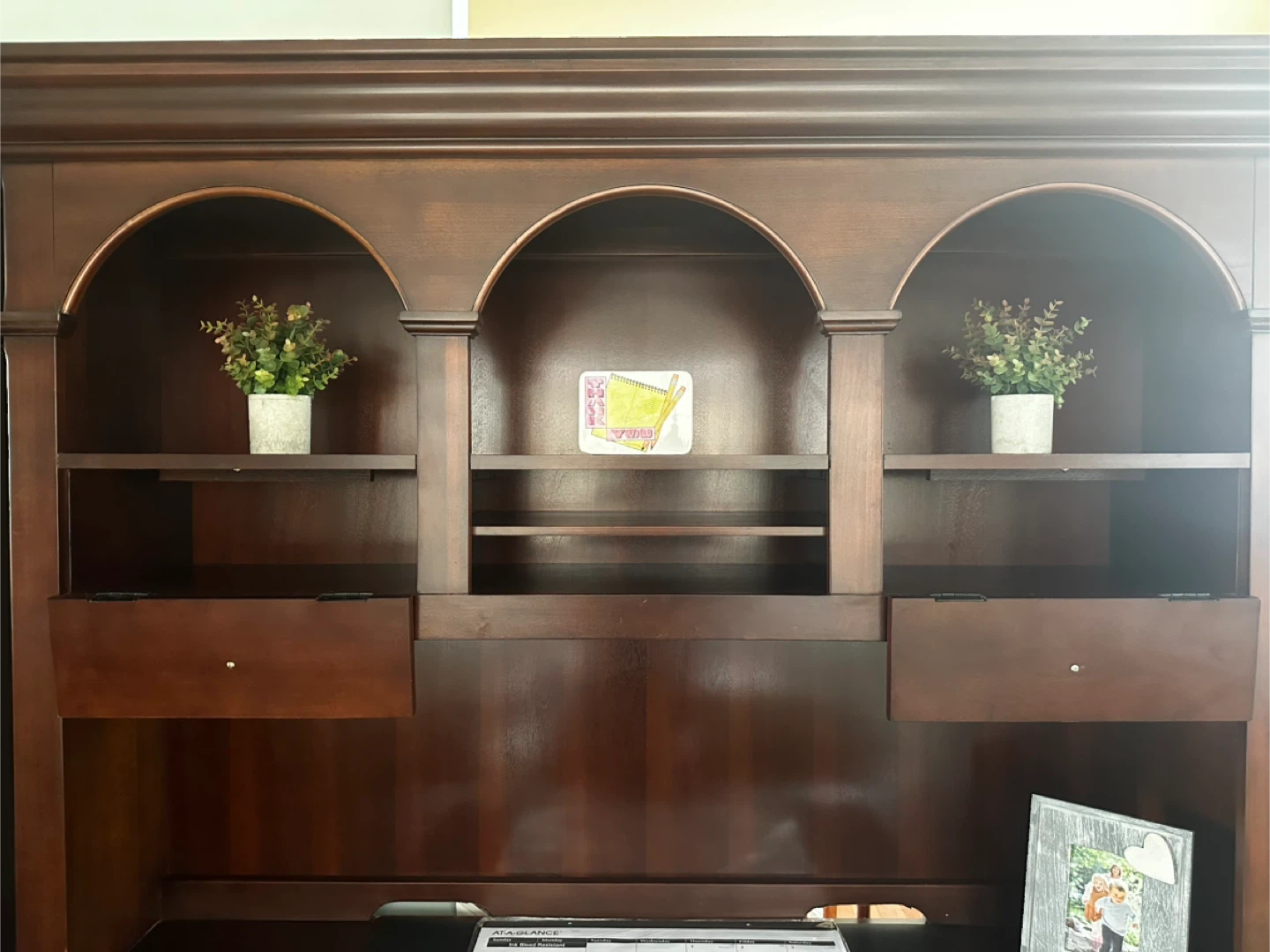 Dark Wood Executive Desk with Hutch - photo 2