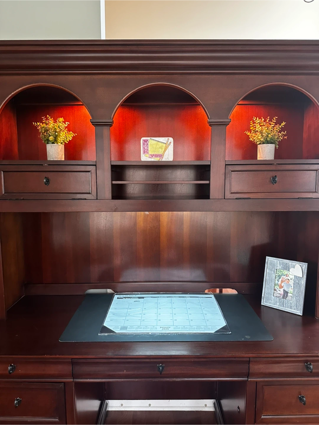Dark Wood Executive Desk with Hutch - photo 5