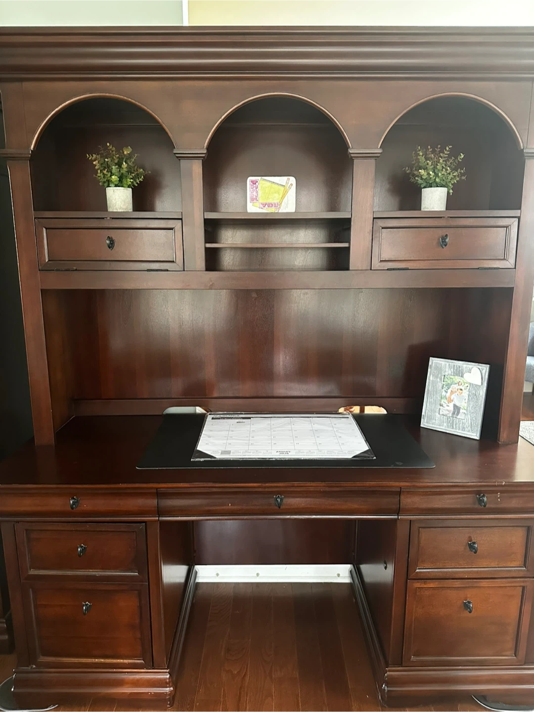 Dark Wood Executive Desk with Hutch