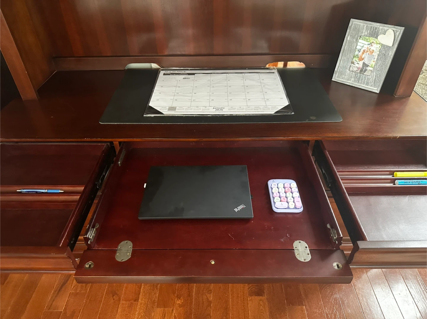 Dark Wood Executive Desk with Hutch - photo 3