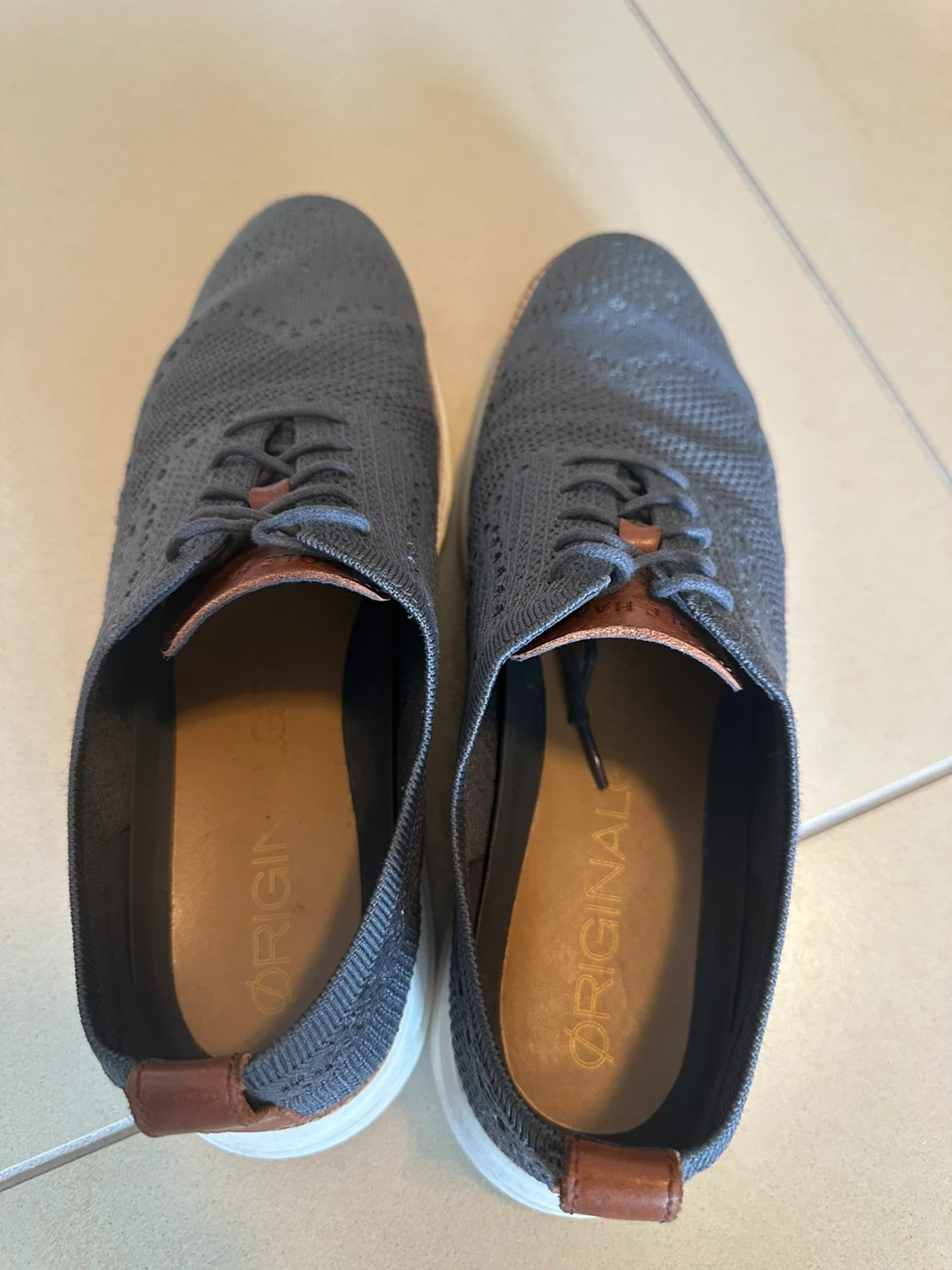 Cole Haan Zerogrand Wingtip Oxford Shoes Grey Knit - photo 4