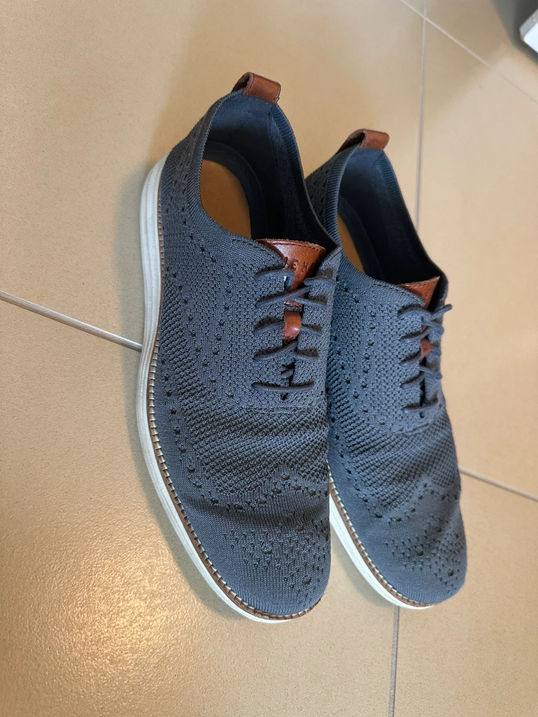 Cole Haan Zerogrand Wingtip Oxford Shoes Grey Knit - photo 2