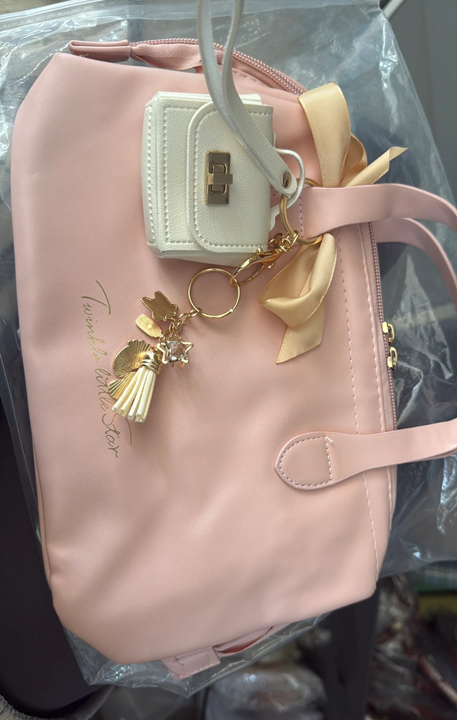 Pink Tote Bag with Charms