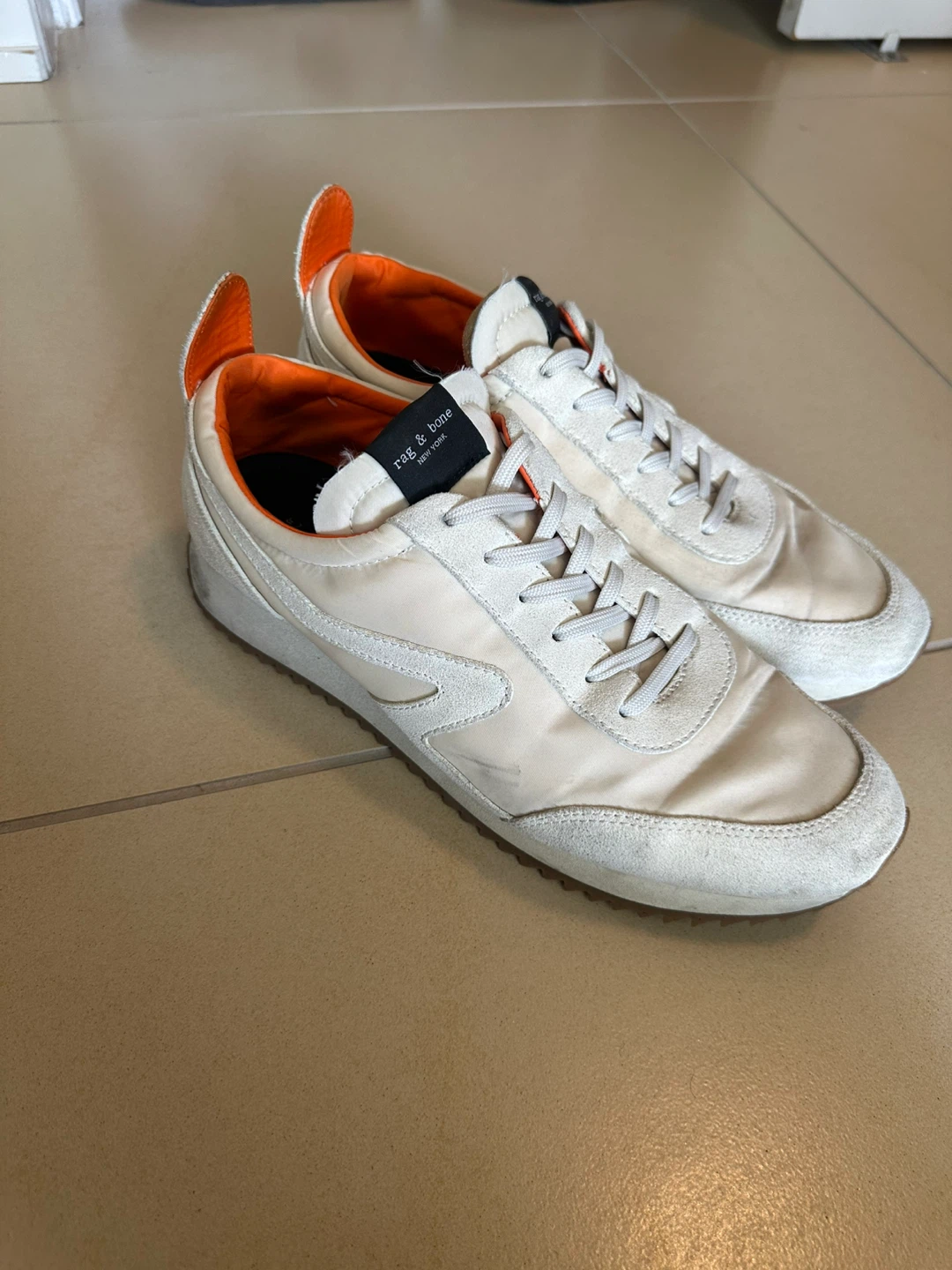 Rag & Bone White & Orange Retro Sneakers