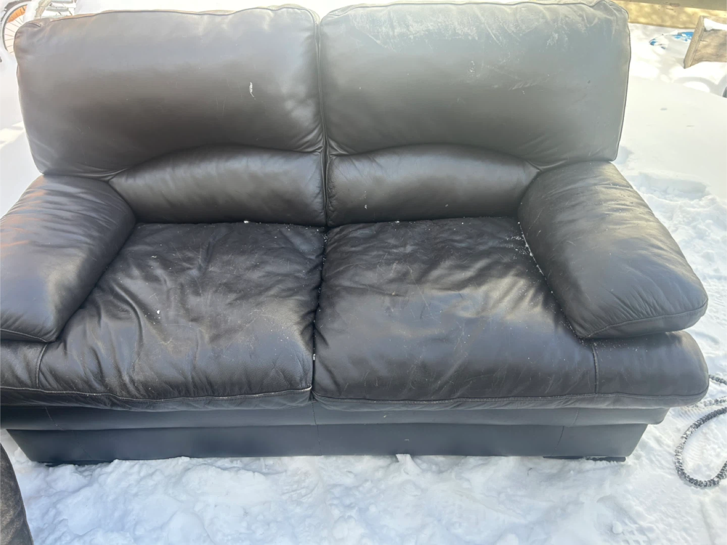 Dark Brown Leather Couch and Armchair - photo 3