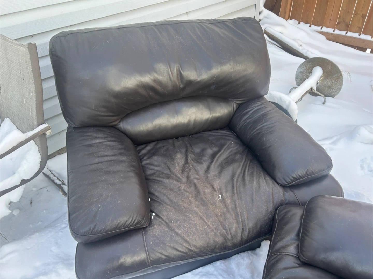 Dark Brown Leather Couch and Armchair - photo 2