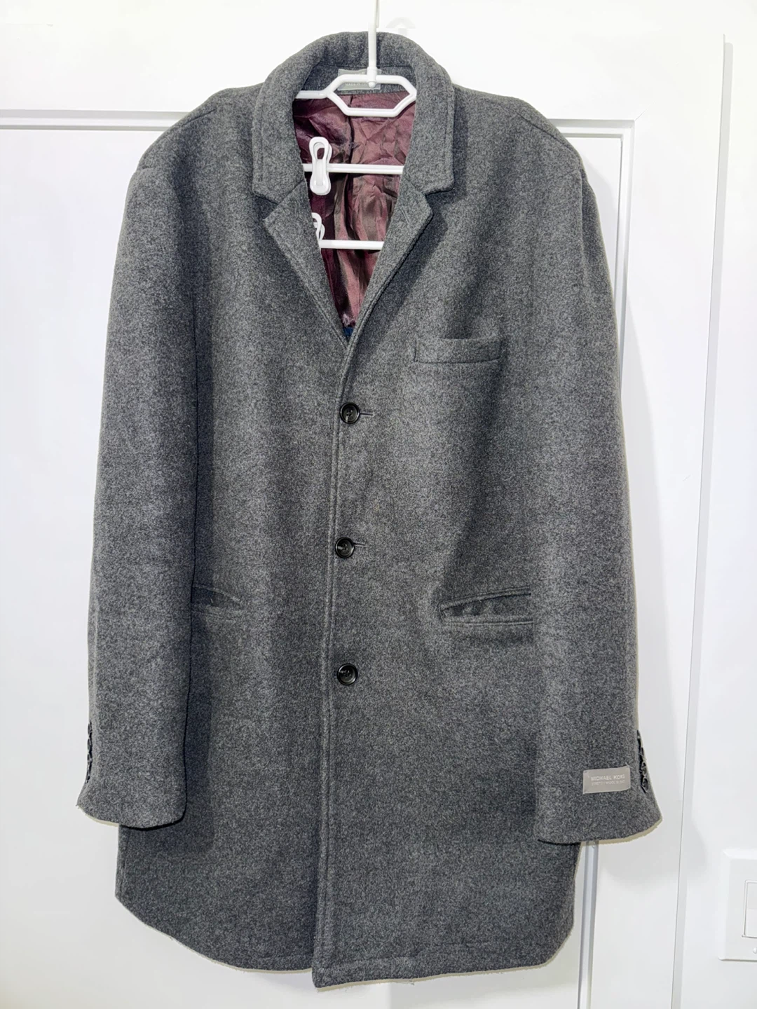 Michael Kors Men's Grey Stretch Wool Blend Coat