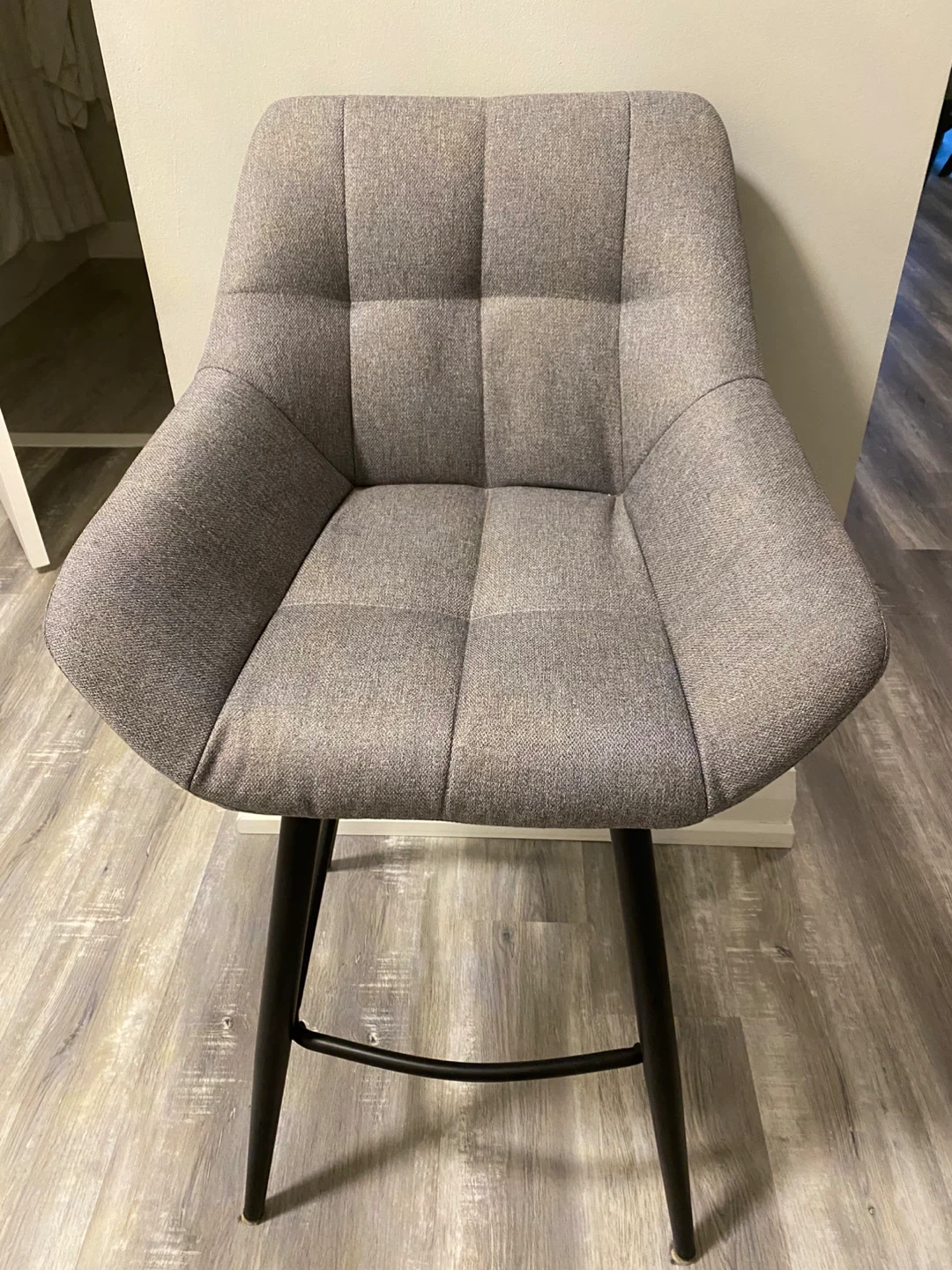 Grey Tufted Counter Stool