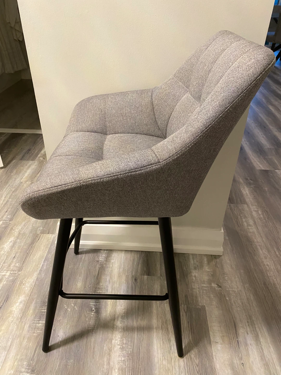 Grey Tufted Counter Stool - photo 2