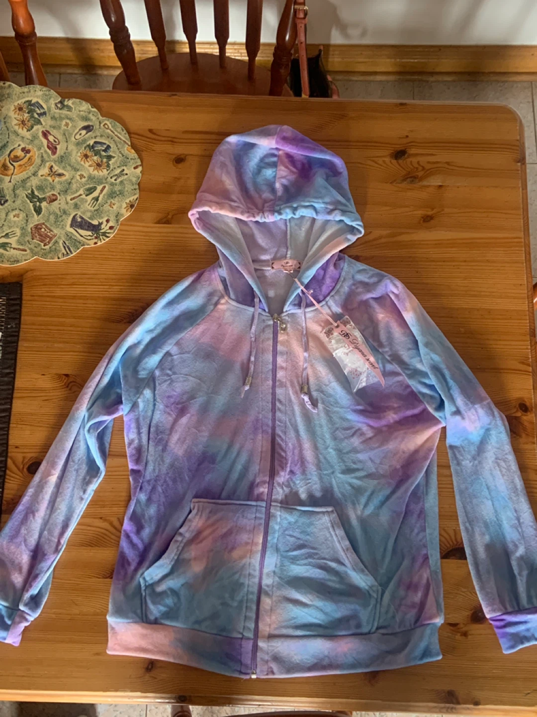 Velour Tie-Dye Hoodie and Sweatpants Set - photo 2