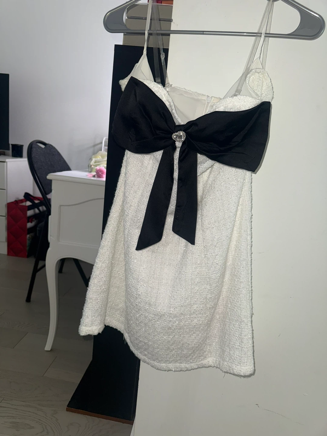 White Tweed Dress with Black Bow - photo 4