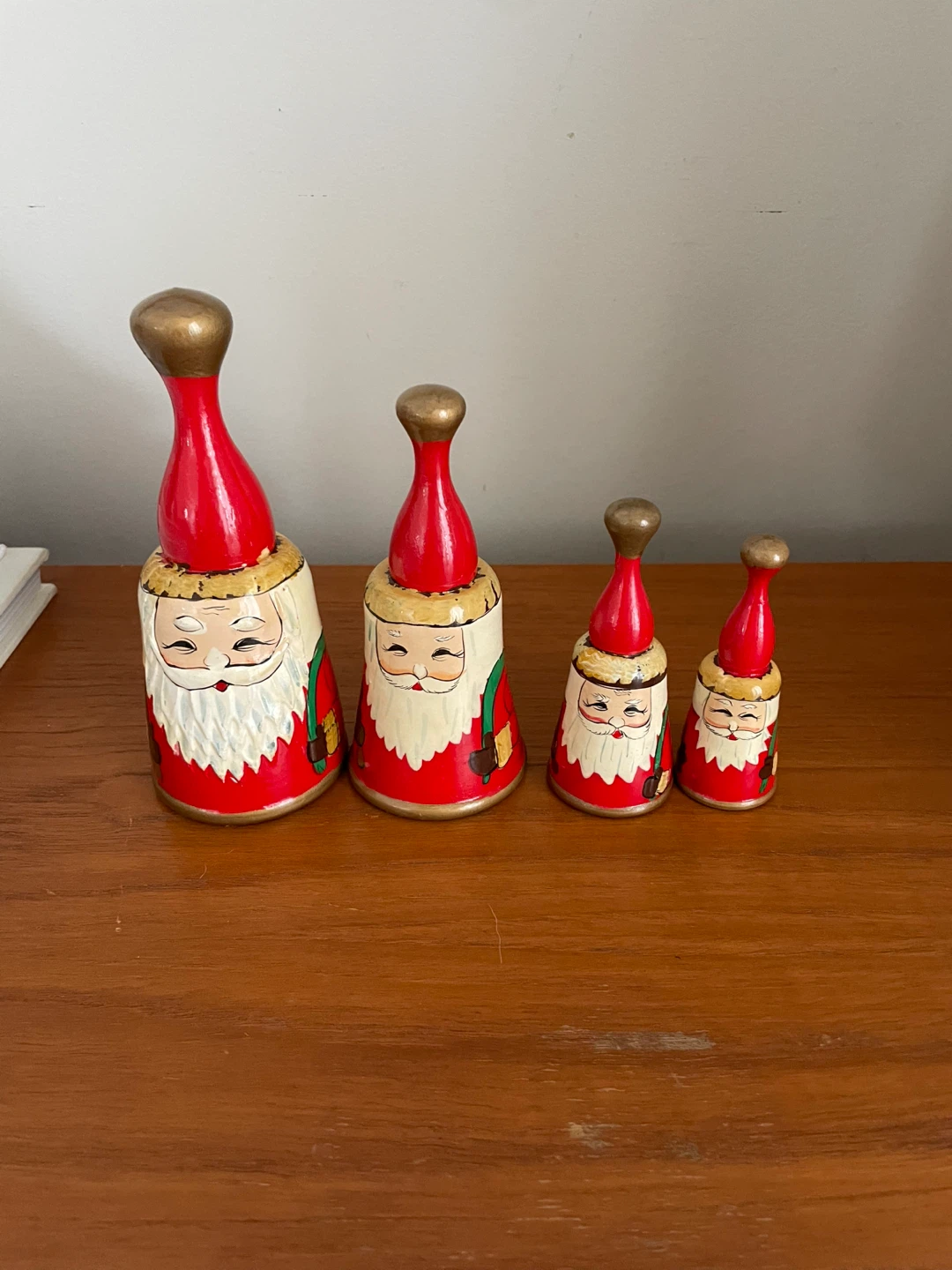 Set of 4 Vintage Santa Claus Christmas Bells