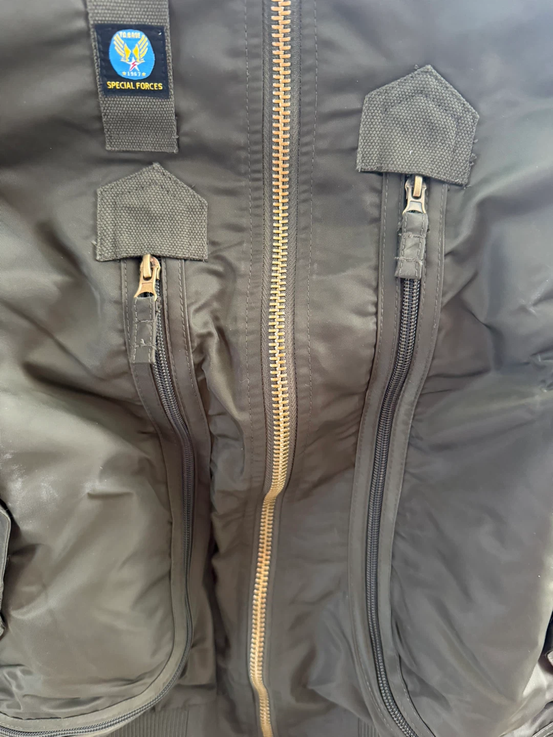 Olive Green Bomber Jacket with Special Forces Patch - photo 4