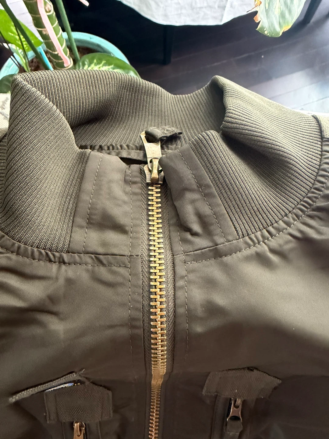 Olive Green Bomber Jacket with Special Forces Patch - photo 5
