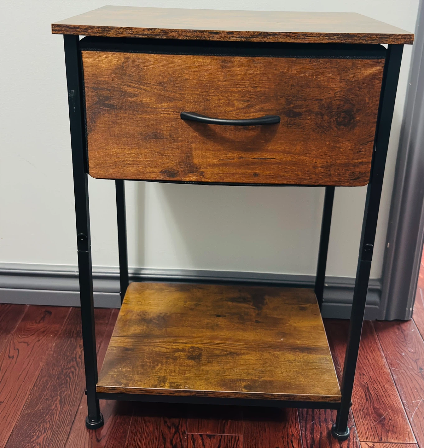 Rustic Wood Nightstand with Drawer - photo 3