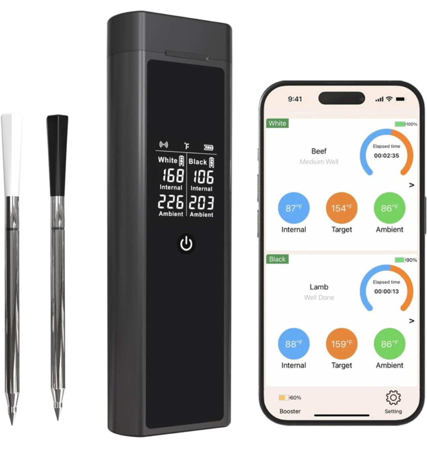 Wireless Meat Thermometer with 2 Probes