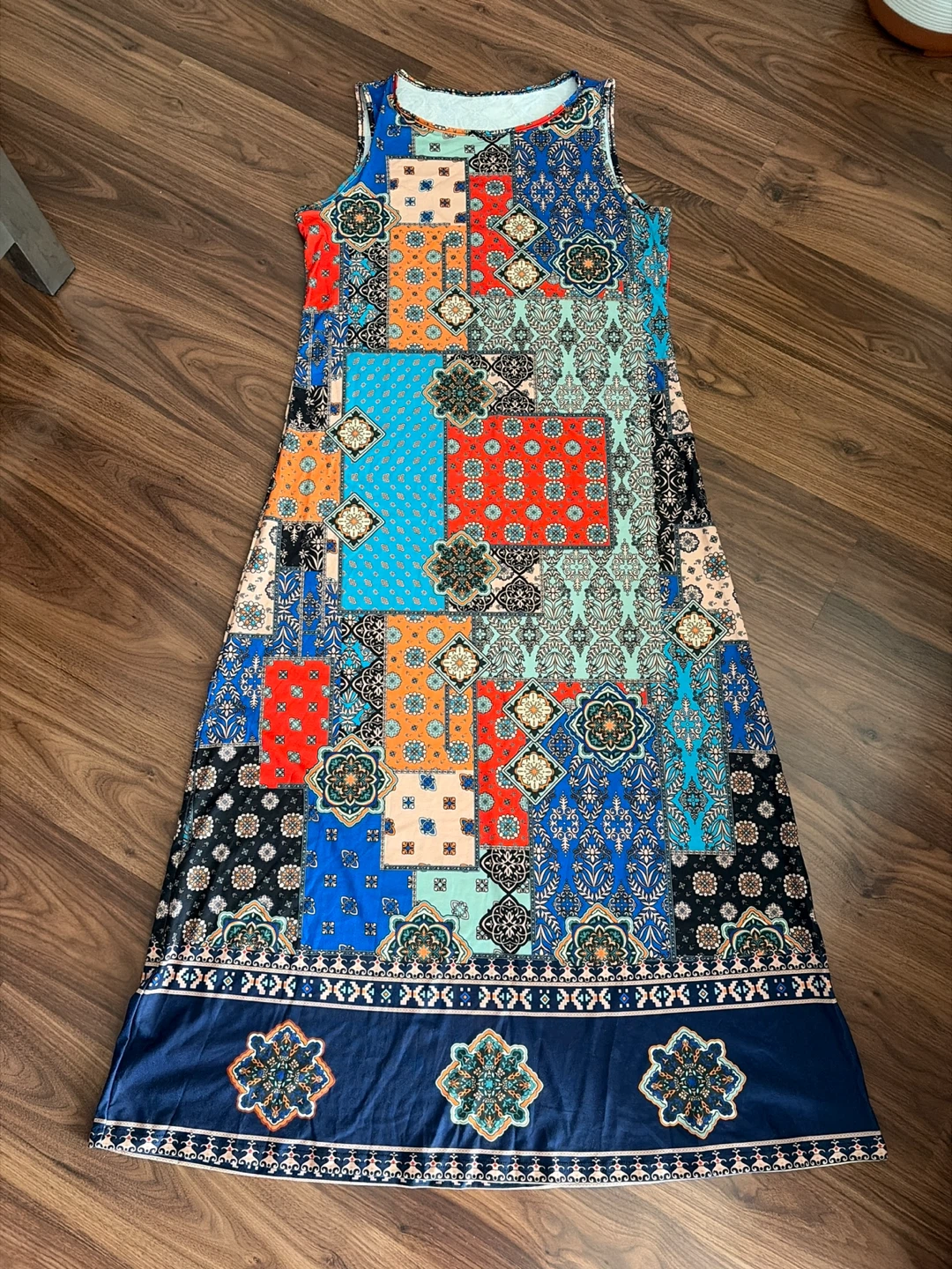 Women's Sleeveless Patchwork Maxi Dress