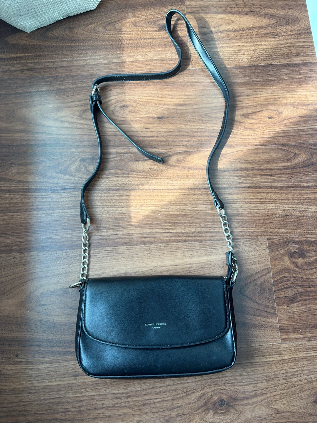 David Jones Black Faux Leather Crossbody Bag