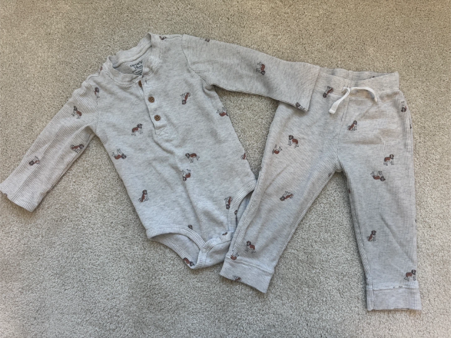 Carter's 3 Sets Baby Boy Outfits - Dinosaur Theme (Size 18M) - photo 2