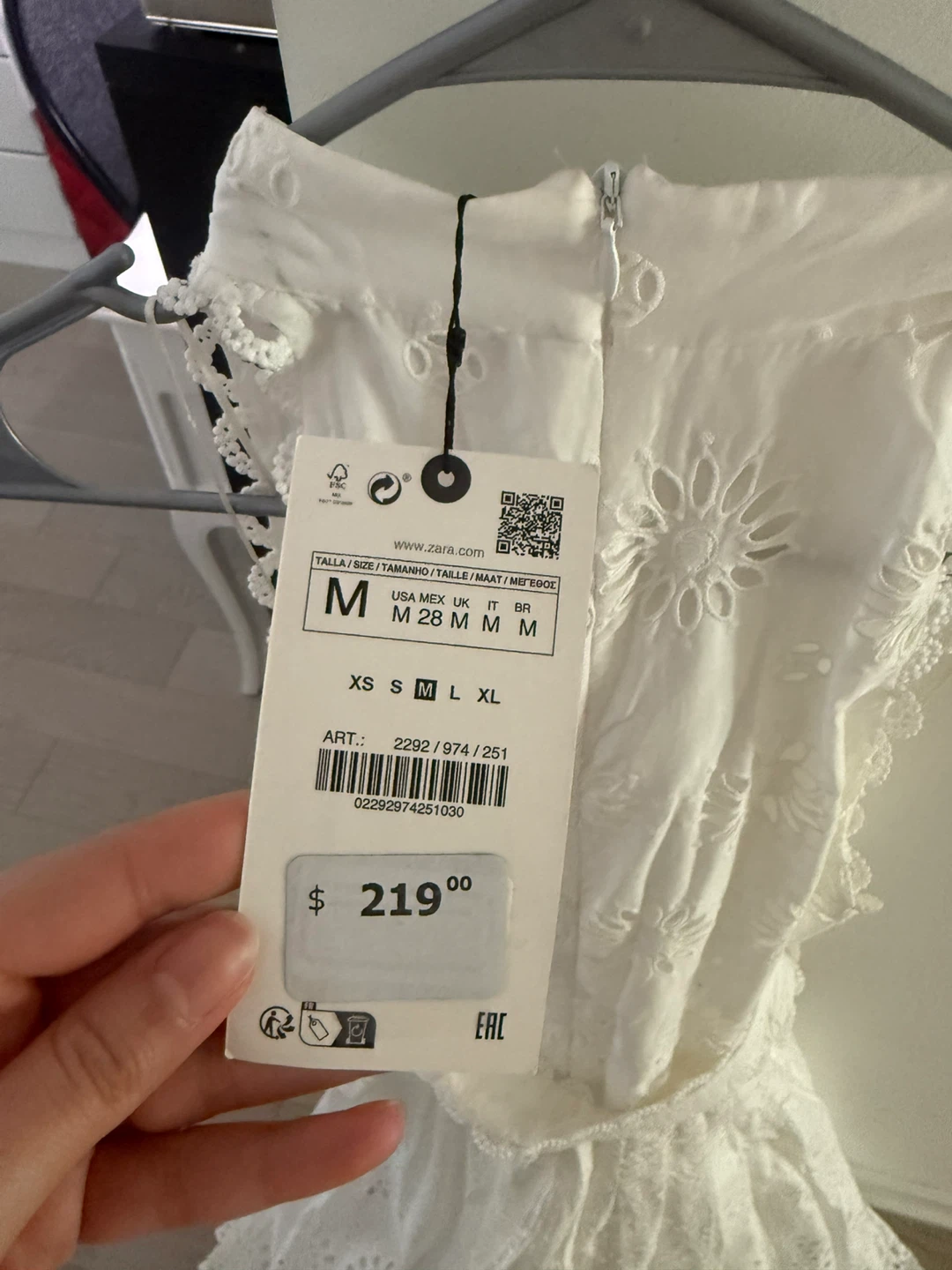 Zara White Broderie Anglaise Maxi Dress - Size M - photo 3