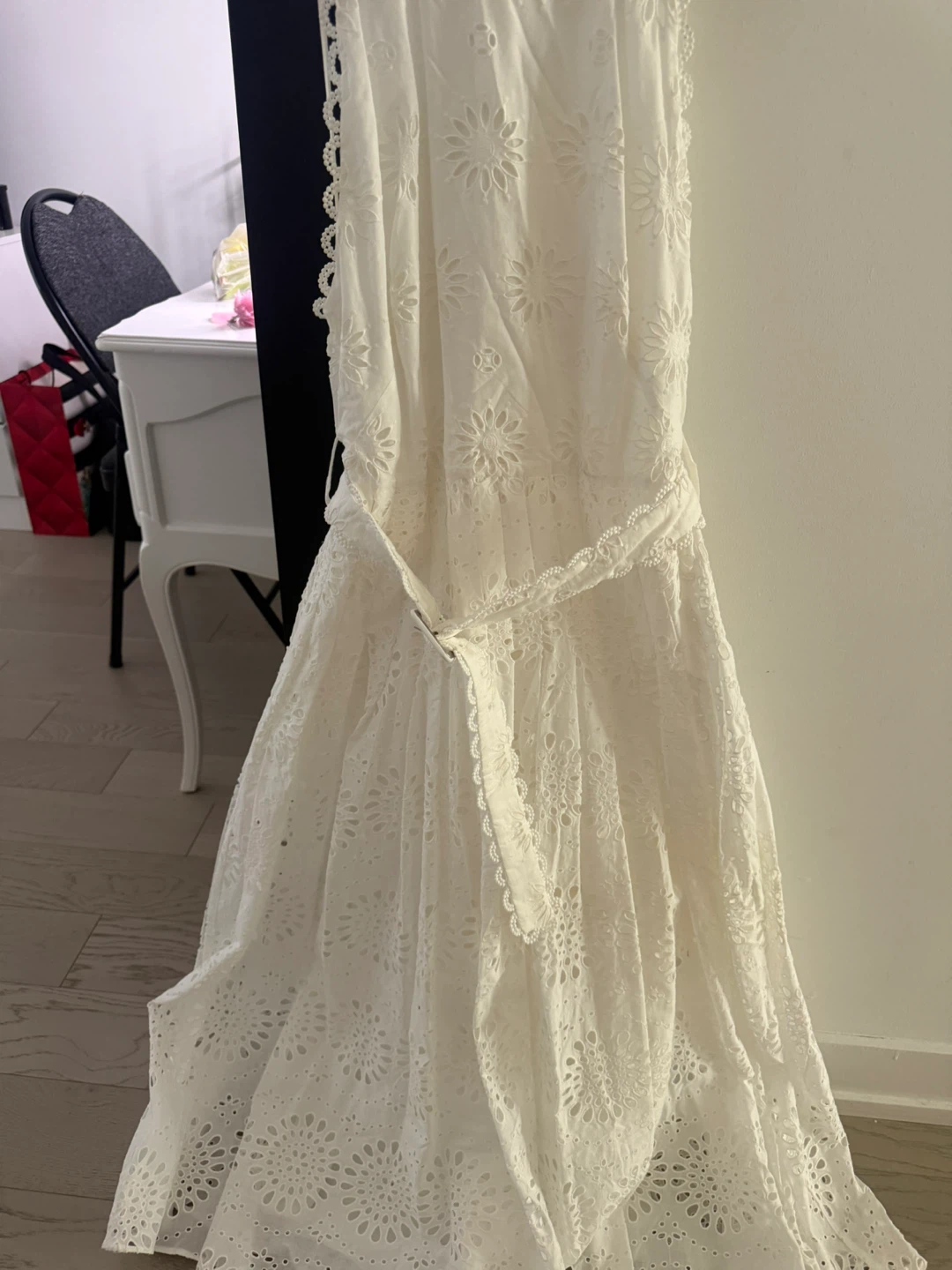 Zara White Broderie Anglaise Maxi Dress - Size M
