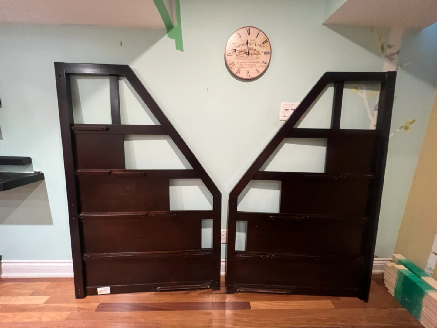 Dark Wood Twin Bed Frame with Drawers