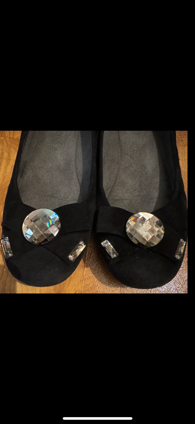 Stuart Weitzman Black Suede Embellished Ballet Flats - photo 2