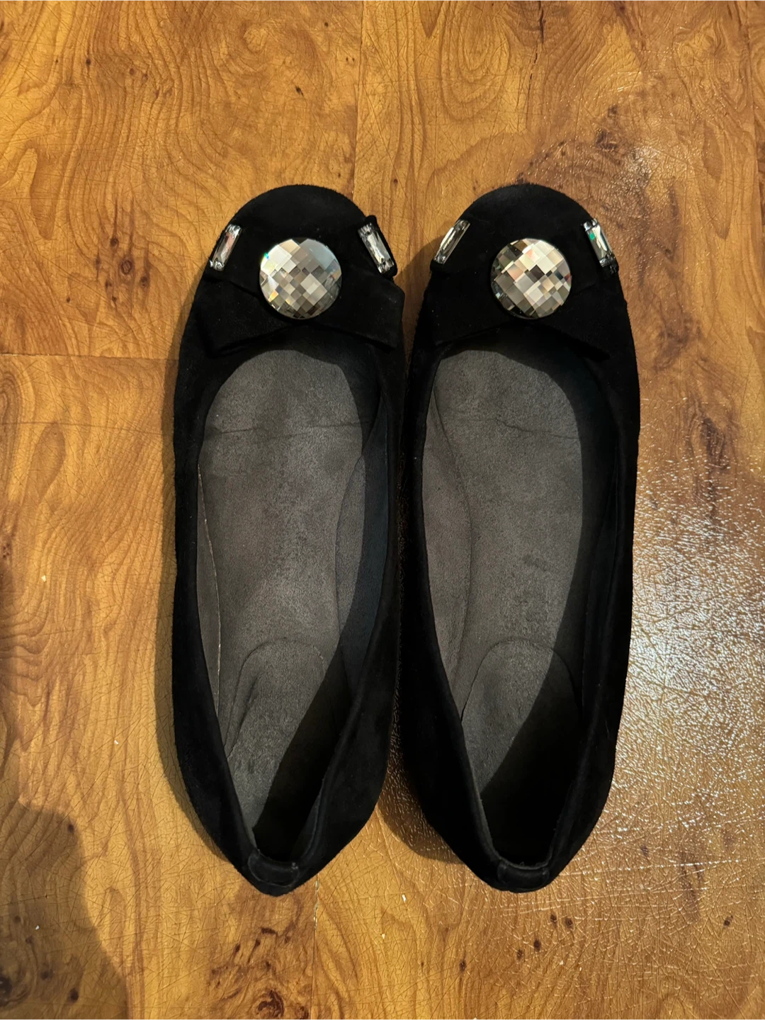 Stuart Weitzman Black Suede Embellished Ballet Flats - photo 4