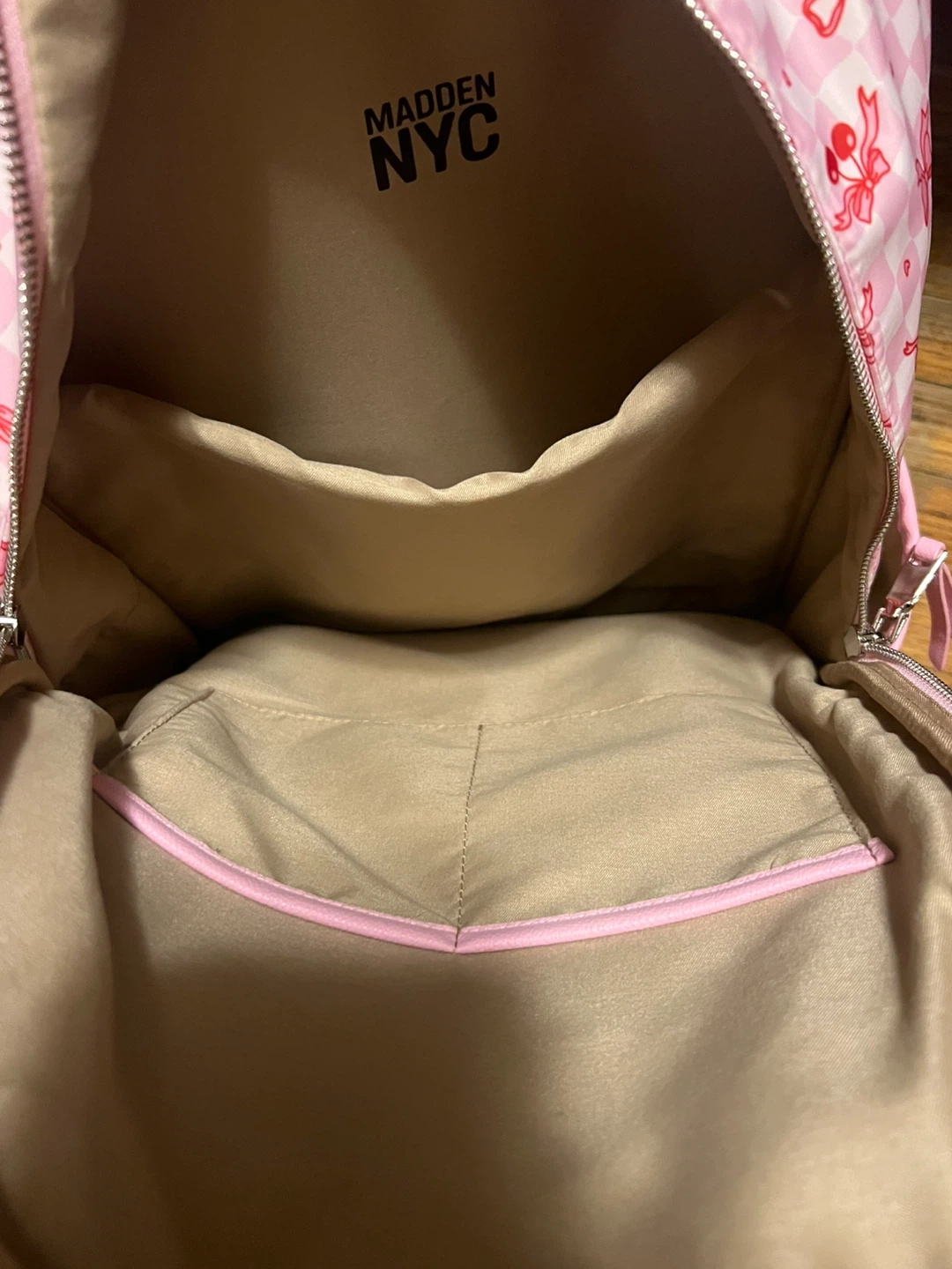 Madden NYC Pink Cherry & Bow Checkered Backpack - photo 5