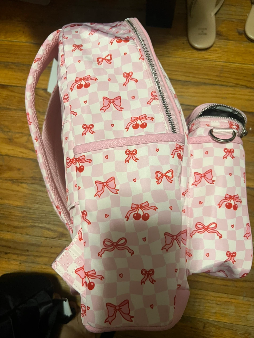 Madden NYC Pink Cherry & Bow Checkered Backpack - photo 3