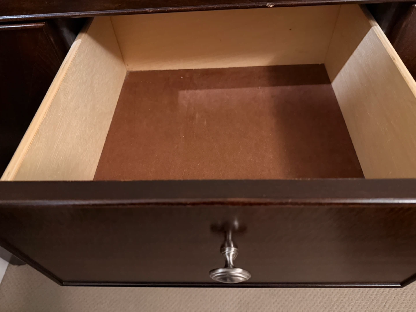 Dark Wood Buffet/Credenza with 3 Drawers and 2 Doors - photo 5