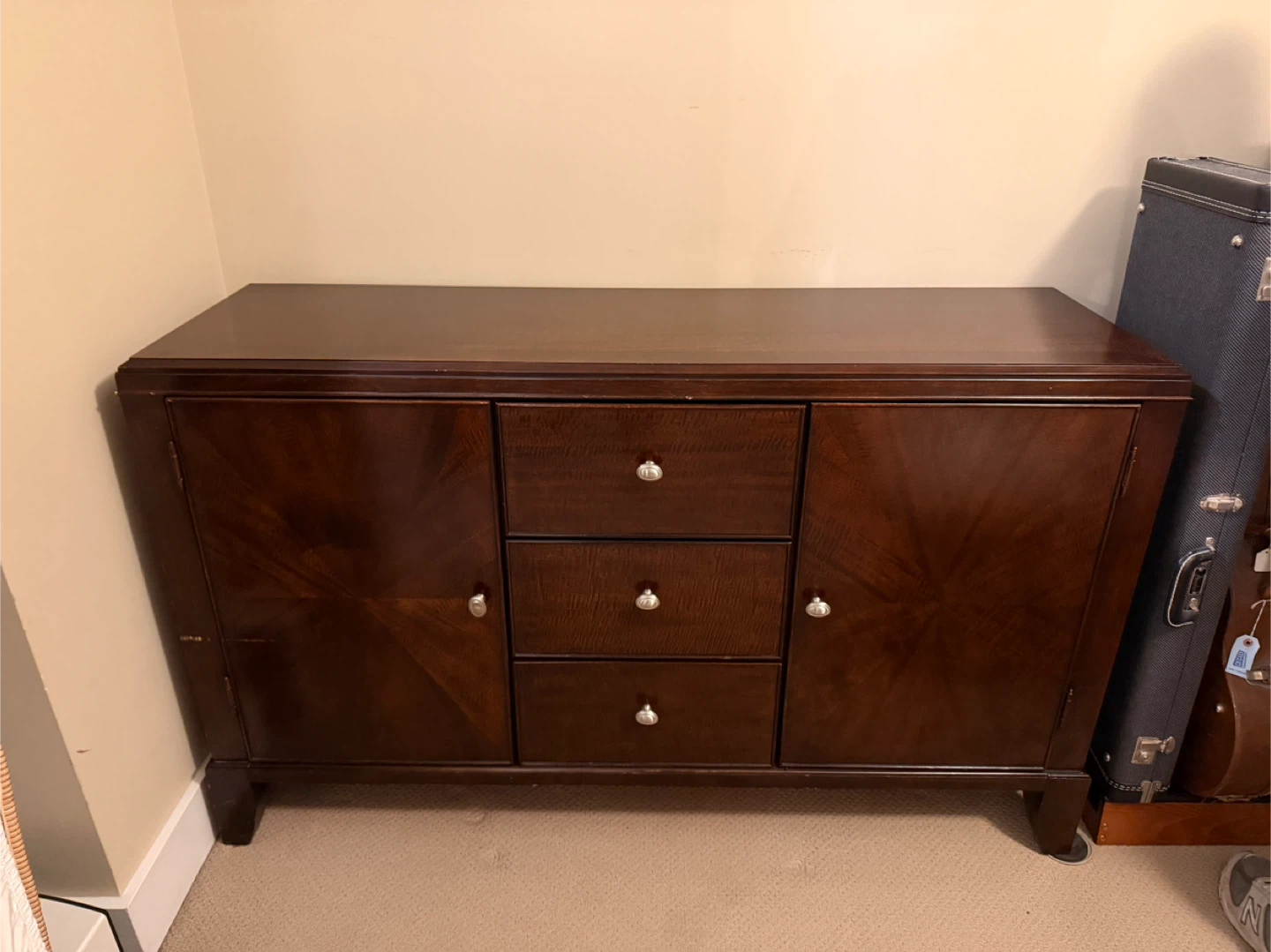 Dark Wood Buffet/Credenza with 3 Drawers and 2 Doors - photo 2