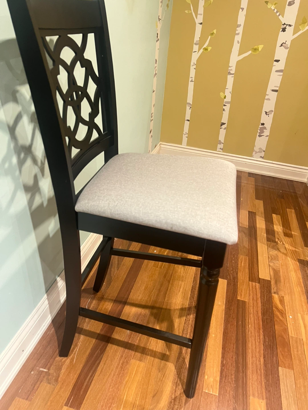 Black Bar Stool with Grey Padded Seat - photo 2