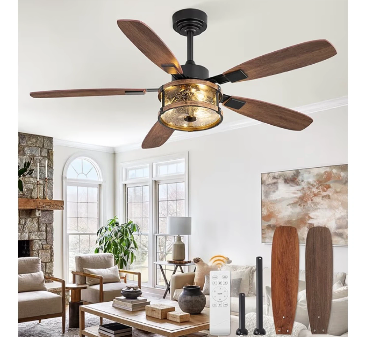 5-Blade Ceiling Fan with Light and Remote Control - photo 2