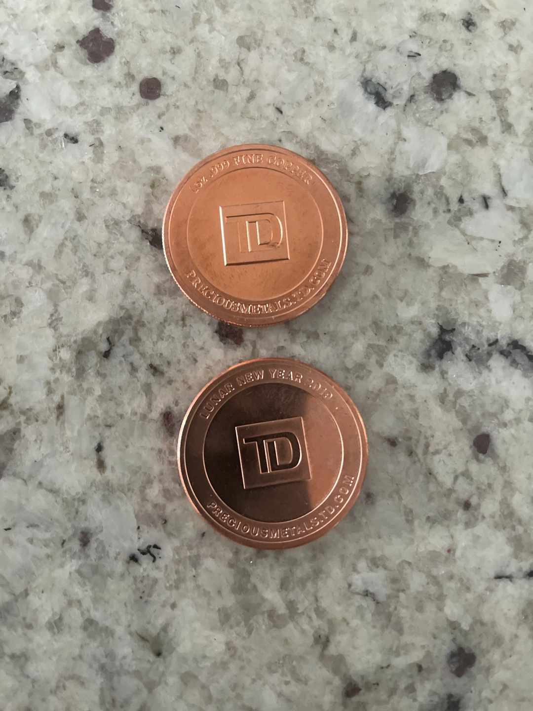 TD Bank Lunar New Year Copper Coins 2020 & 2019