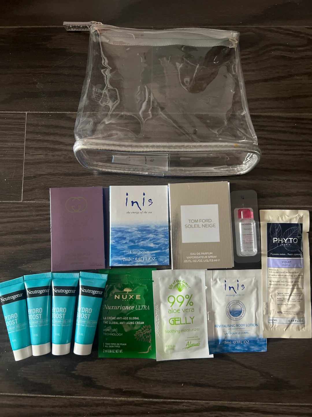 Assorted Skincare & Fragrance Samples with Travel Pouch