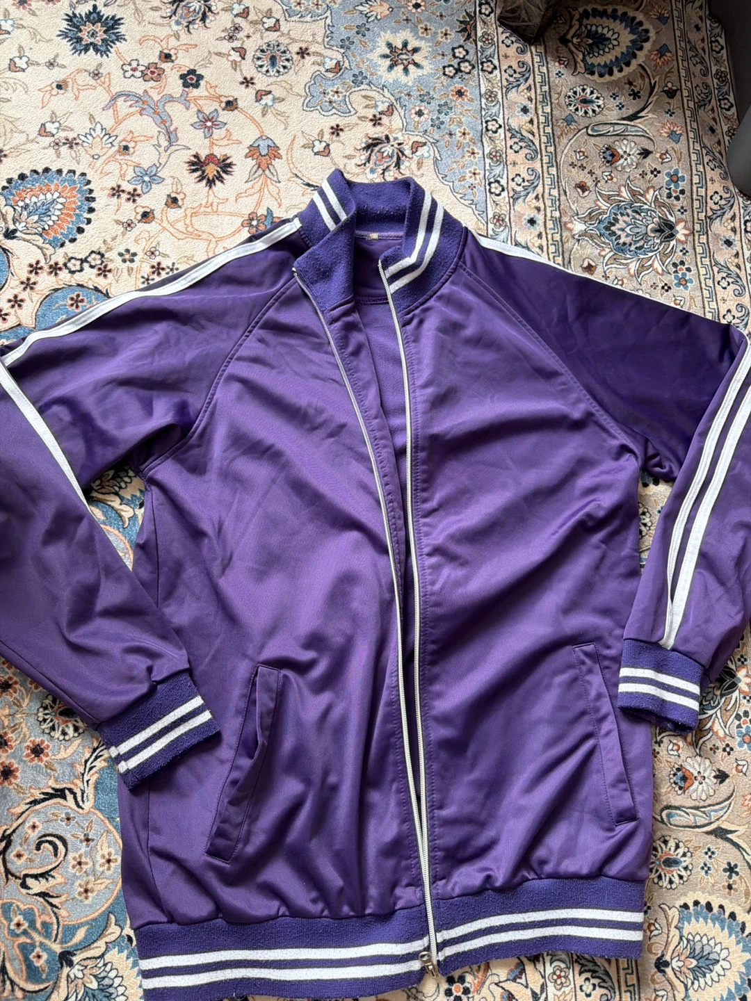 Purple Track Jacket with White Stripes