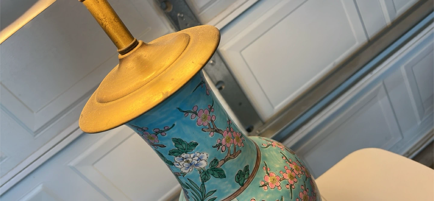 Blue Floral Ceramic Table Lamp - photo 2