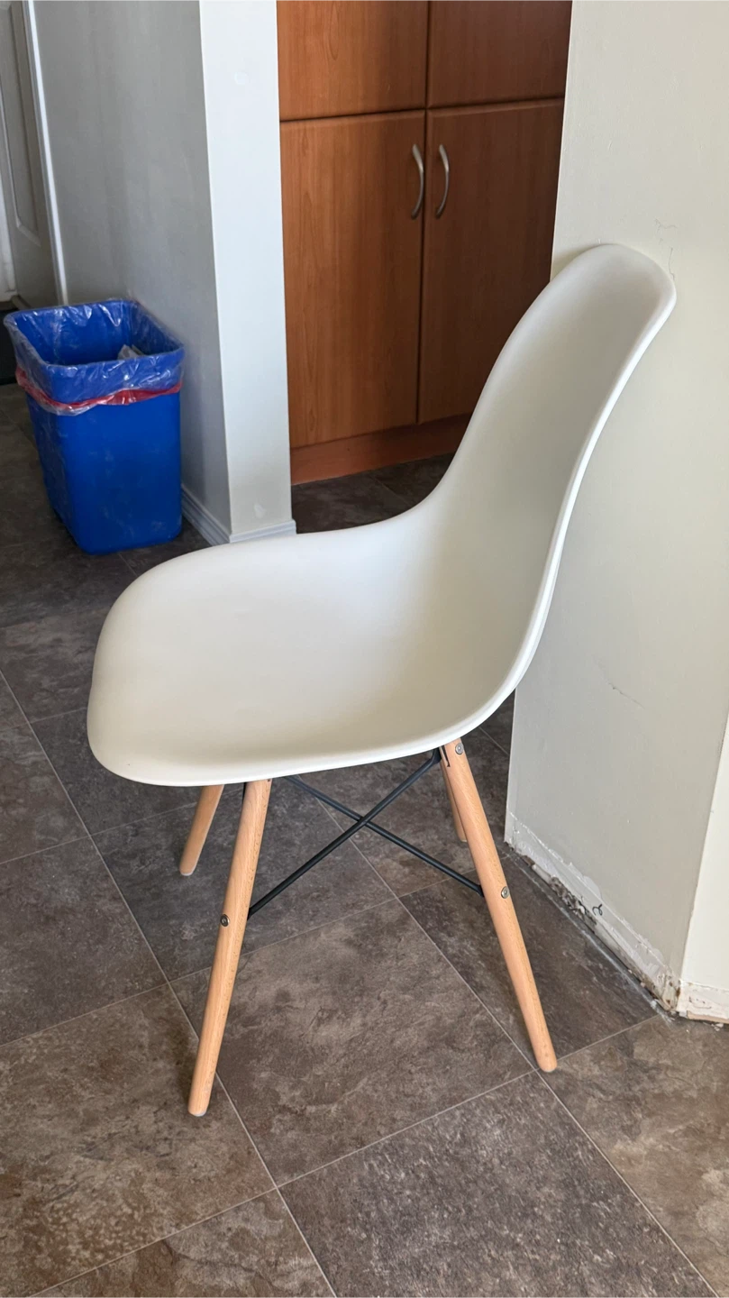 White Chair with Wooden Legs