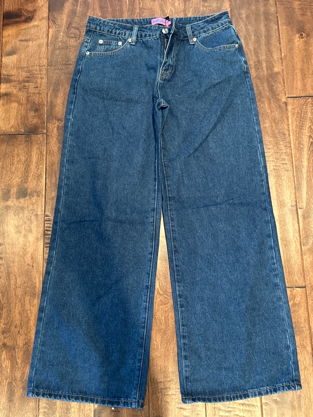 Edikted Blue Washed Wide Leg Jeans - Size M