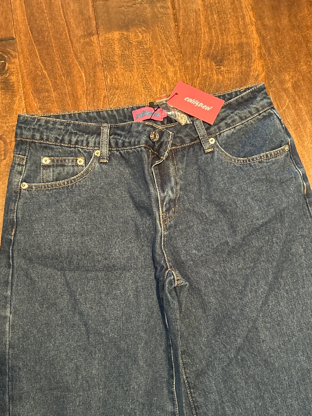 Edikted Blue Washed Wide Leg Jeans - Size M - photo 2