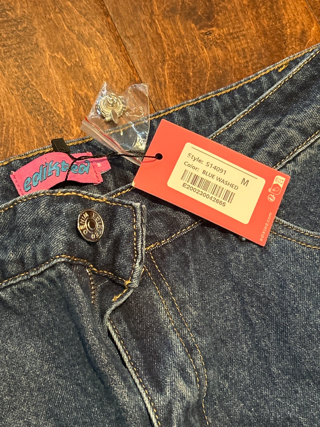Edikted Blue Washed Wide Leg Jeans - Size M - photo 3