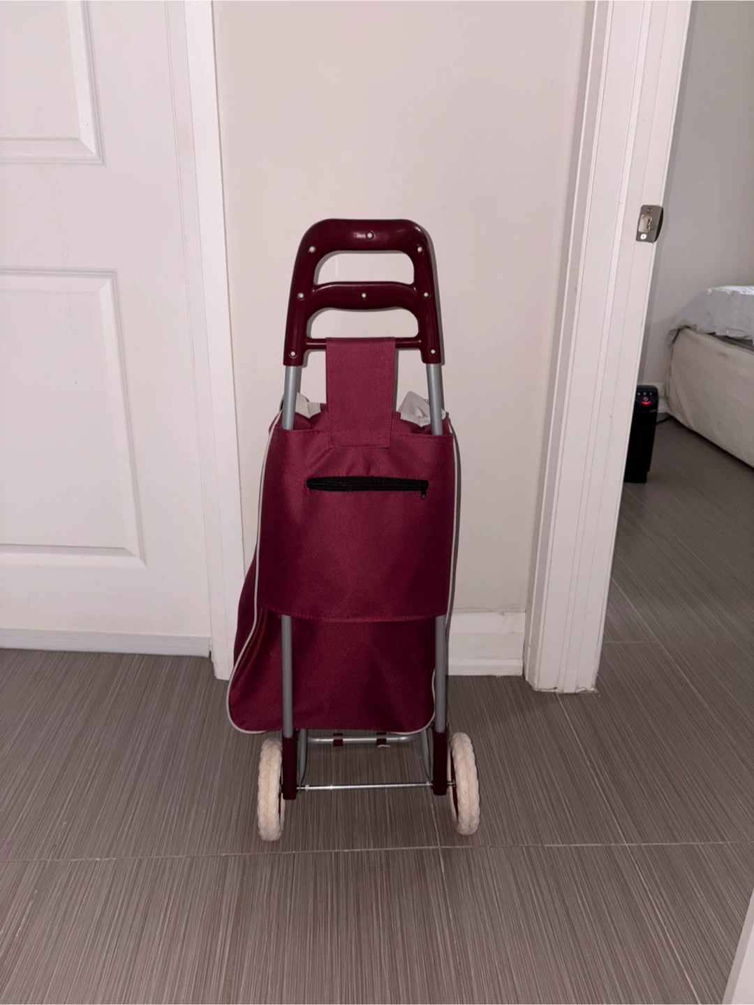 Maroon Rolling Shopping Cart with Wheels - photo 4