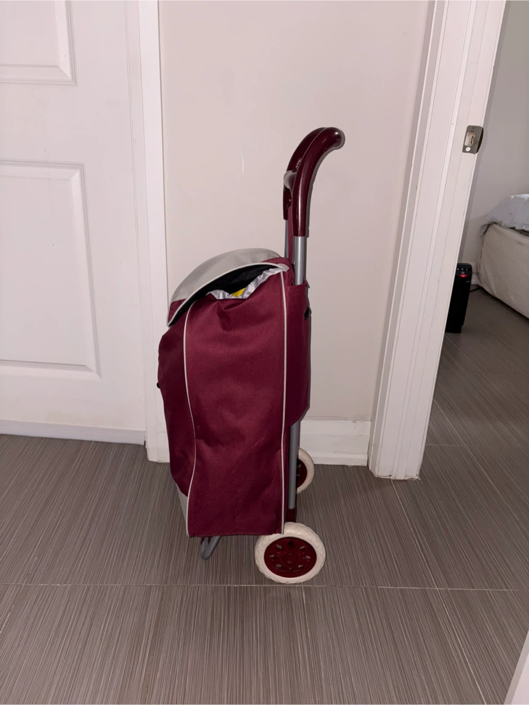 Maroon Rolling Shopping Cart with Wheels - photo 3