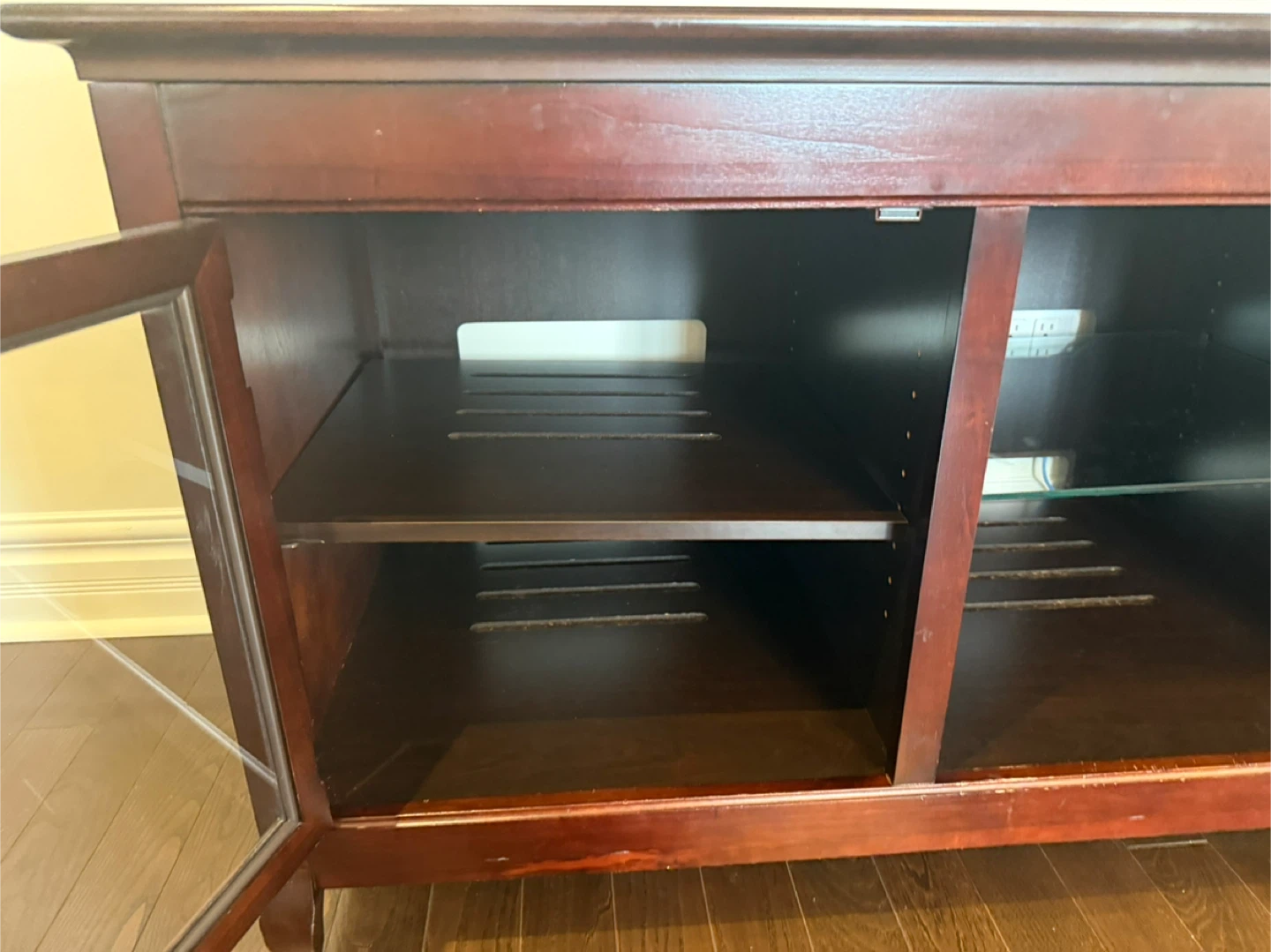 Wooden Media Console with Glass Doors - photo 5