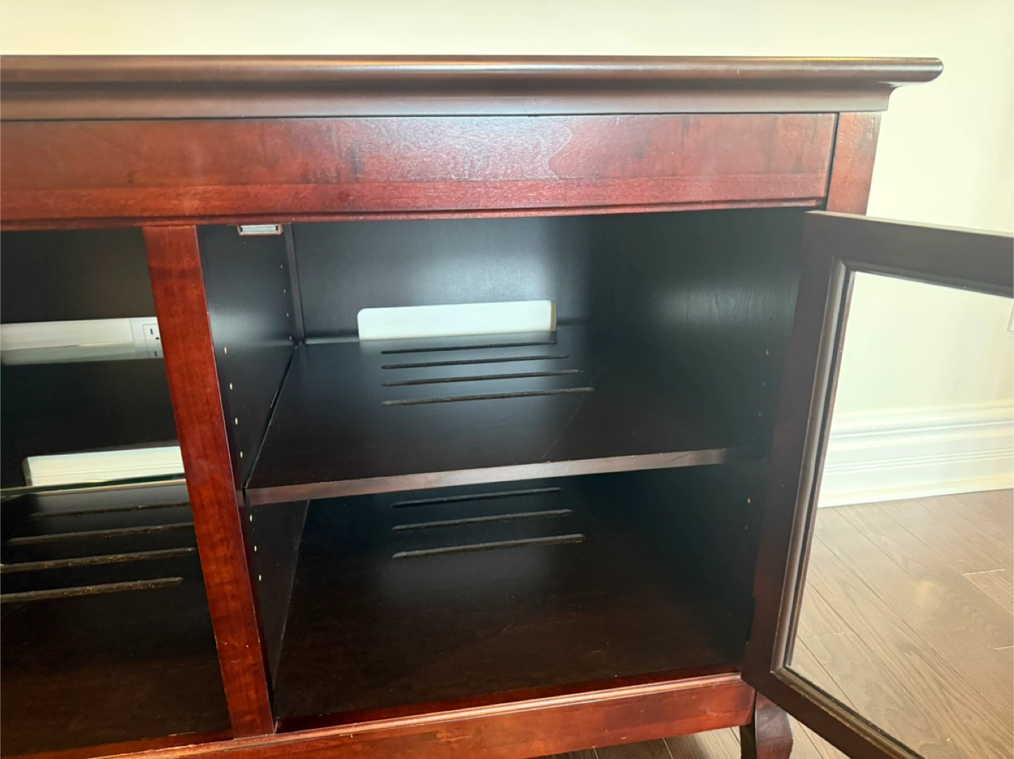 Wooden Media Console with Glass Doors - photo 4