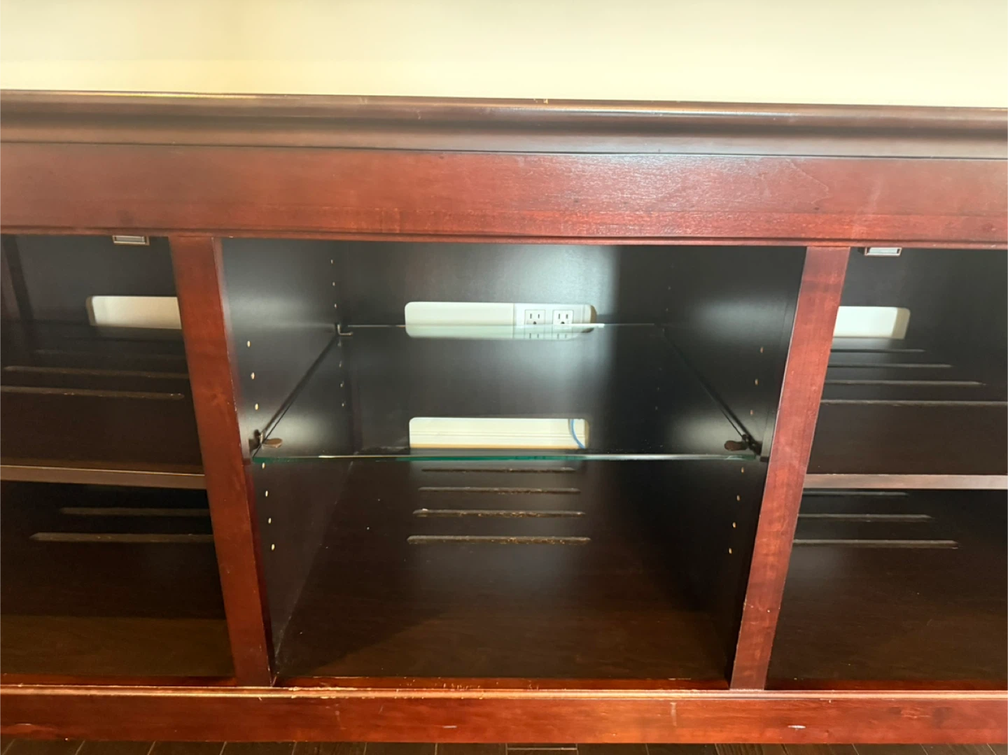 Wooden Media Console with Glass Doors - photo 3